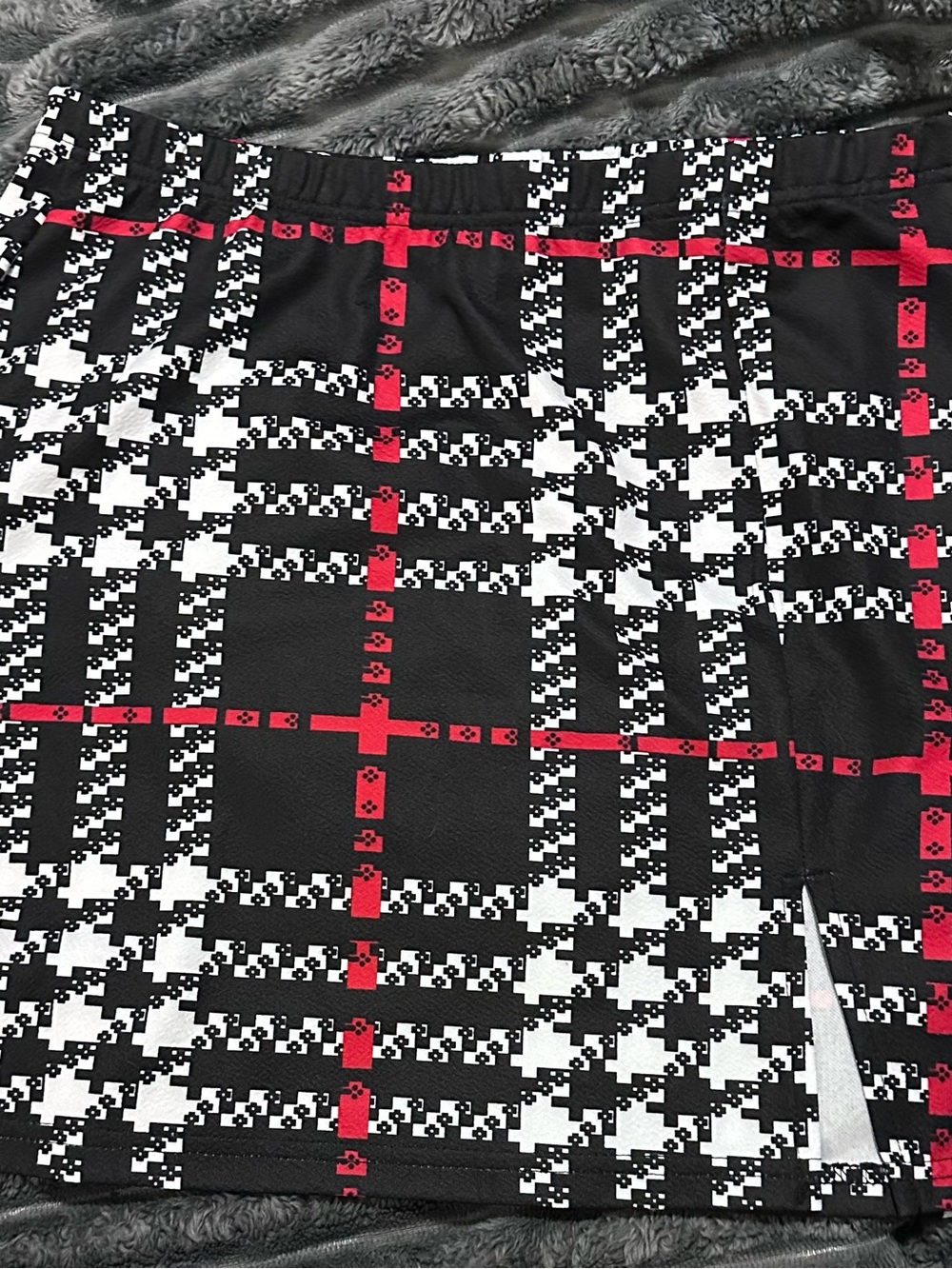 SHEIN Black White Red Plaid Skirt